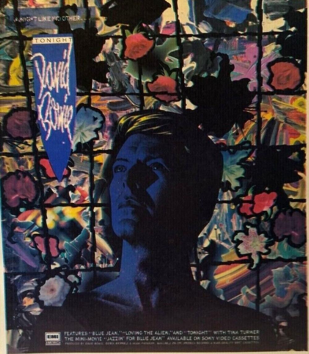 David Bowie Tonight Album AD 1984 Vintage Artwork Pop Rock Music Blue Jean Hit